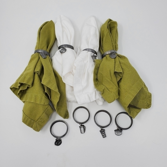 VINTAGE TUPPERWARE PEWTER METAL NAPKIN RINGS SET OF 8 TABLESCAPE COLLECTIBLE - Picture 2 of 8